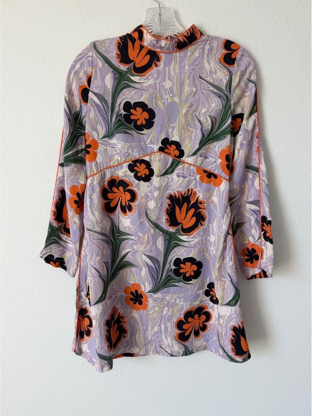 Untitled in Motion 3/4 Sleeve High Neck Floral Keyhole Back Mini Dress Size S